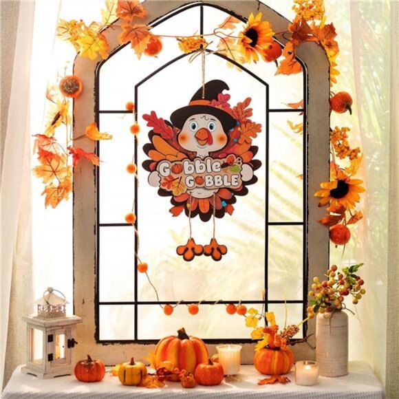 Thanksgiving Decorations Turkey for Door: 17inch Large Fall Wall Decor Gobble - Picture 5 of 8